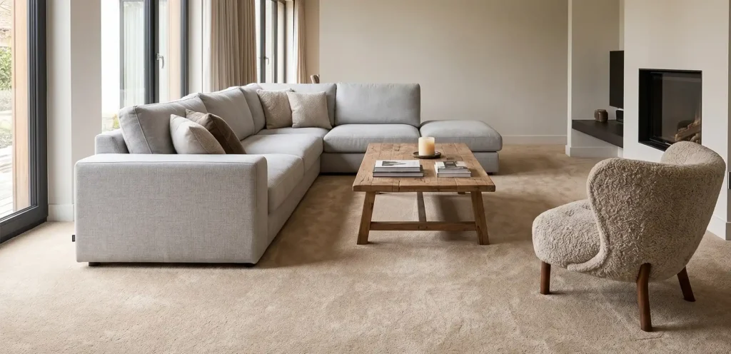 Freshly cleaned beige carpet in a bright living room in Walnut Creek, CA