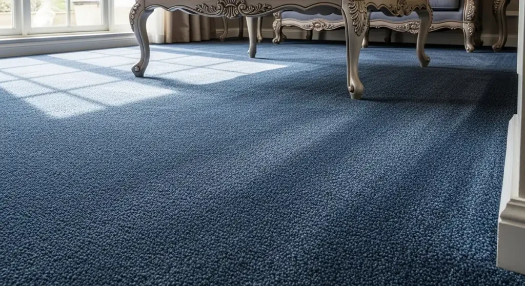 Carpet dyeing to restore color to a faded blue carpet