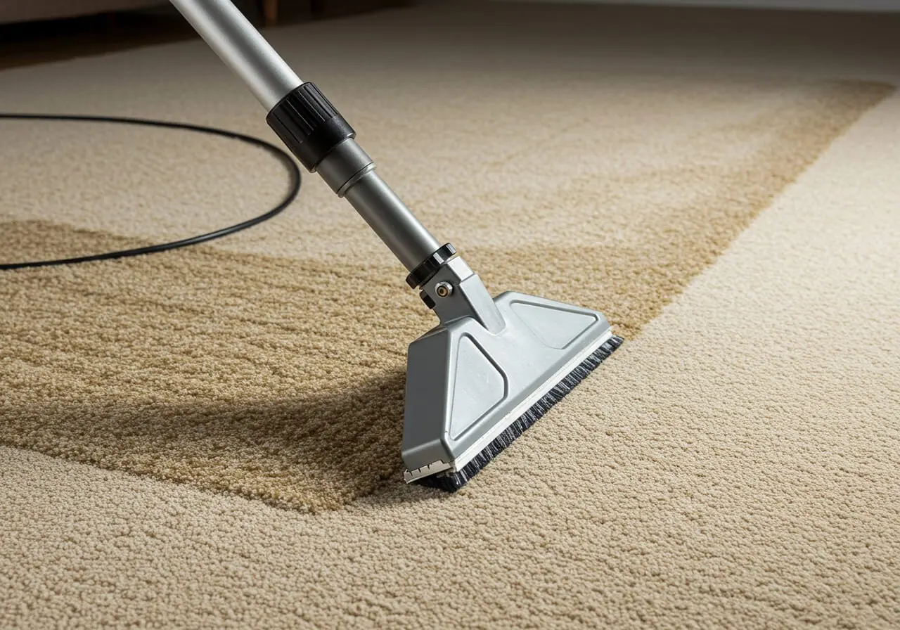Carpet deep cleaning wand on a beige carpet